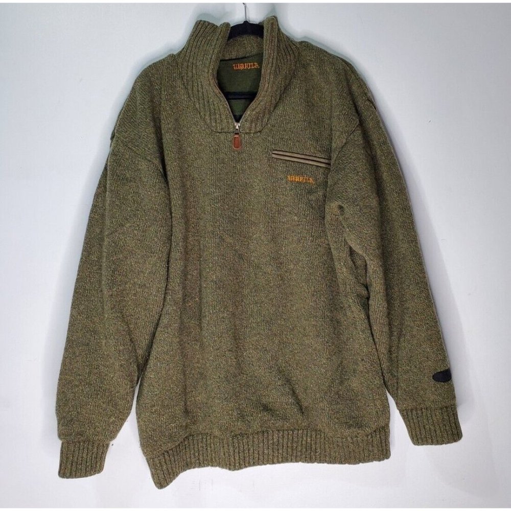 Men's Olive Green Zip Up Sweater